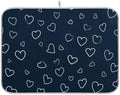 OTVEE Heart Sketch Art Dish Drying Mat for Kitchen Counter Absorbent