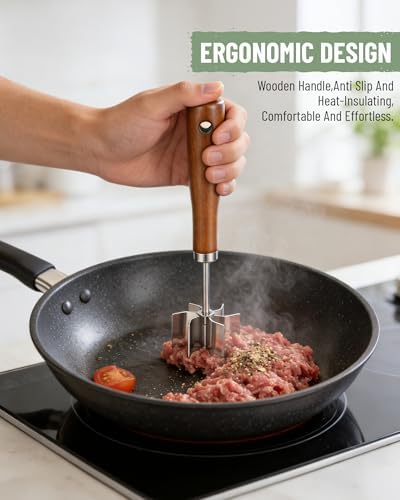 Stainless Steel Meat Masher: Ground Beef Chopper Hamburger Smasher