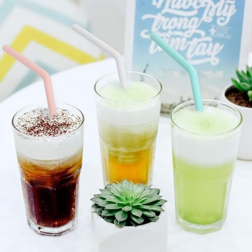 12 Pcs Reusable Silicone Drinking Straws with Travel Case - Long