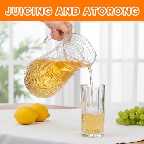 LemonRoad 7 Pcs Glasses Pitcher Drinkware Set 54oz Pitcher Carafe and