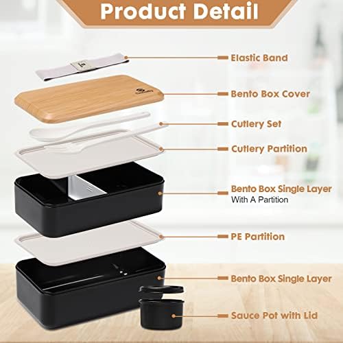 Sinnsally Bento Box Adult Lunch Box with Compartments for Women &