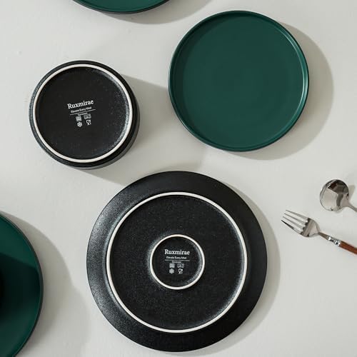 Dinnerware Sets, 24-Piece Plates and Bowls Set for 8, Matte Green