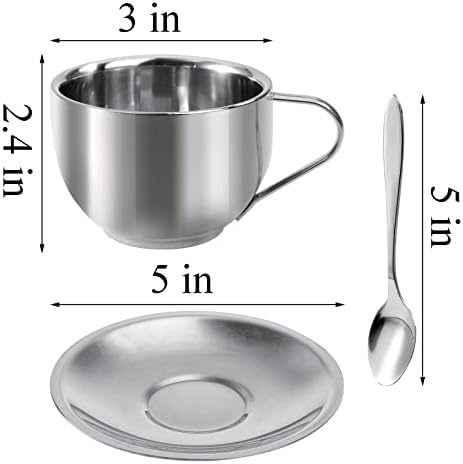 Okllen 4 Pack Stainless Steel Coffee Cup Set, 6 Oz Coffee Mugs with