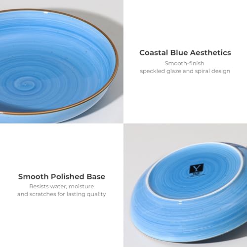 Y YHY 8.5'' Pasta Bowls Set of 6, 30 oz Ceramic Shallow Salad Bowls