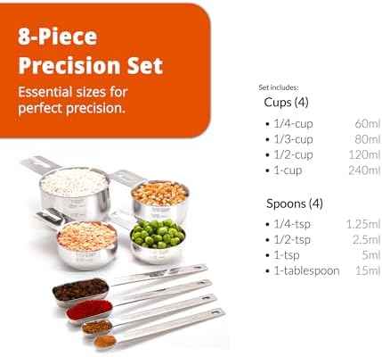 Premium 304 Stainless Steel Measuring Kit - 8-Piece Essential Cups and Spoons for Everyday Use, Stackable & Durable