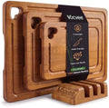 Bamboo Cutting Boards for Kitchen(Set of 3), Wood Cutting Board with