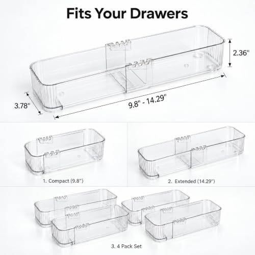 4-Pack Expandable Utensil Drawer Organizer