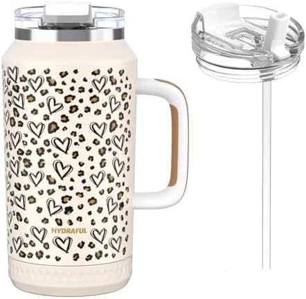Hydraful 64 oz Tumbler with Handle and Straw - 100% Leak-Proof