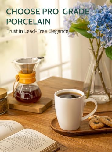 Sweese Porcelain Coffee Mugs - 16 Ounce - Set of 6, Cups for Latte