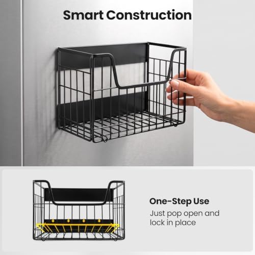 3 Pack Magnetic Fridge Shelves, Metal Fruit and Vegetable Basket