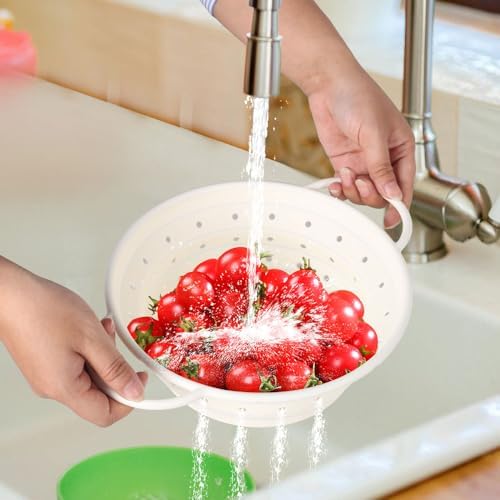 DONGKER Collapsible Colander Strainer,Foldable Silicone Draining
