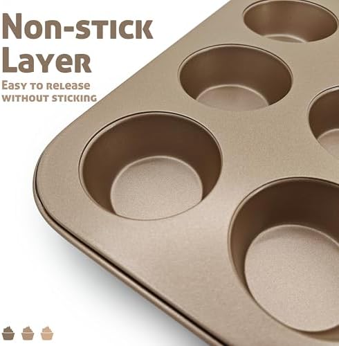 Satax Muffin Pan for Baking, Nonstick Cupcake Tin 12 Cup,sets of