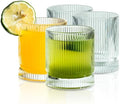KEMORELA Ribbed Glass Cups Set, 13oz Vintage Drinking Glassware Set of