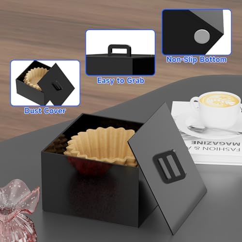 Acrylic Coffee Filter Holder with Lid, Coffee Filter Storage Box for