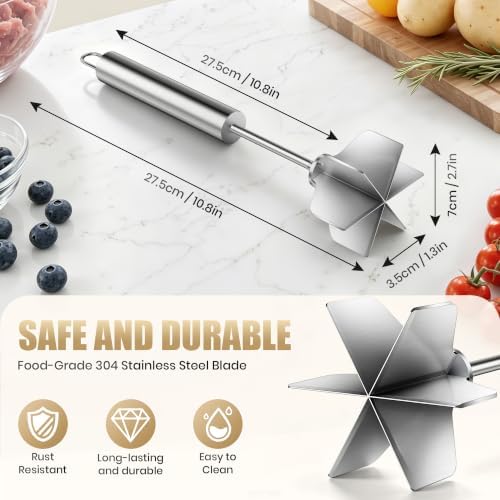 Stainless Steel Meat Masher 6 Blade Ground Beef Chopper Cooking