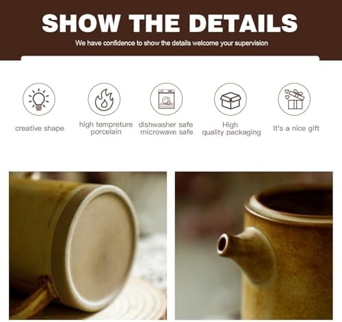 DIF DECO Vintage Ceramic Pour Over Coffee Maker Set, Yellow