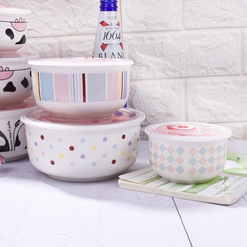 3-Piece Ceramic Food Storage Container Set with Lids, Meal Prep Bowls