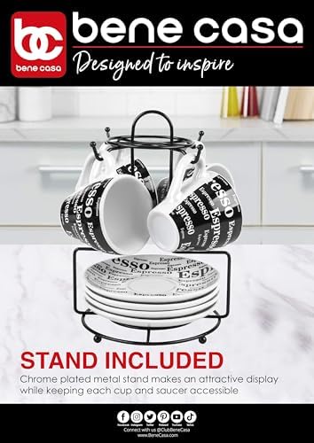 Bene Casa 43888 Espresso Set with Iron Stand, 9 Piece