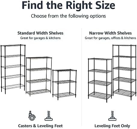 Amazon Basics 4-Shelf Steel Wire Storage Shelves, Black