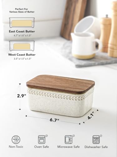 LE TAUCI Butter Dish with Lid for Countertop, Ceramic Butter