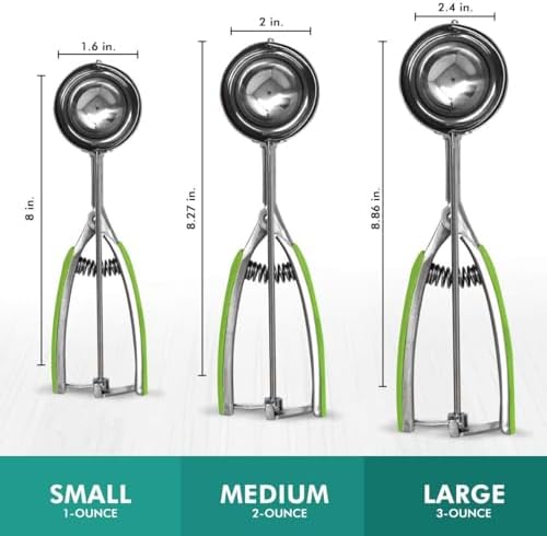 Millvado 3 Pack Stainless Steel Ice Cream and Cookie Scoops | With