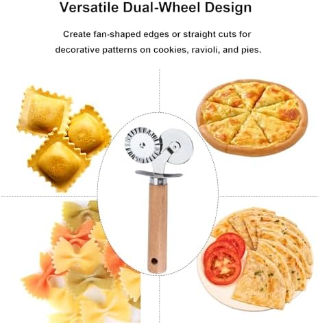 Pastry Double Cutter Wheel,2 Pack Pasta Cutter Wheel,Dual-Head Baking