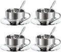 Okllen 4 Pack Stainless Steel Coffee Cup Set, 6 Oz Coffee Mugs with