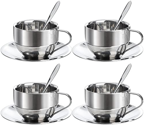 Okllen 4 Pack Stainless Steel Coffee Cup Set, 6 Oz Coffee Mugs with