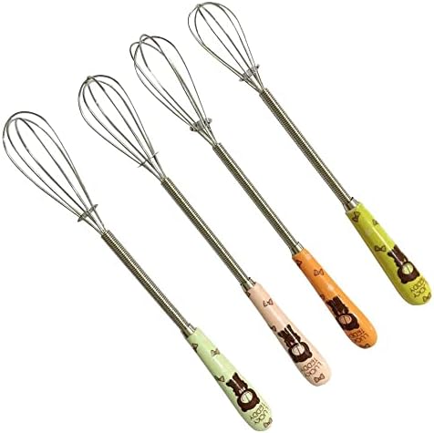 7-inch Small Stainless Steel Cartoon Bear Whisk Set of 4, Mini Whisks