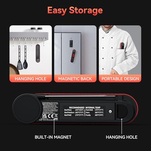 0.3s Instant Read Meat Thermometer, IP67 Waterproof