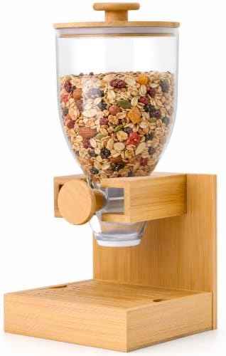Bamboo Cereal Dispenser Countertop, 2L Airtight Single Pack