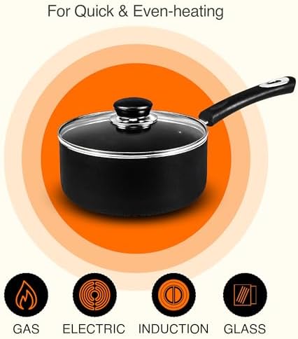 Utopia Kitchen Nonstick Saucepan Set with Lids 1 QT 2 QT Pots PFOS