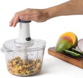 Calphalon Aero Food Chopper, Manual Vegetable Chopper with Container, Large-Capacity BPA-Free Chopping Bowl with Interchangeable Blades for Dicing, Slicing & Meal Prep