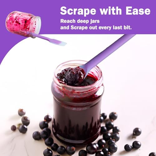 Jar Scraper Set of 3, Long Handle Silicone Spatula Spoon for Deep Jars