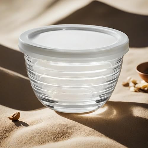 Le’raze 16pc Set of Small Glass Prep Bowls with Airtight Lids, Custard