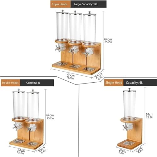 Cereal Dispenser Countertop, 3 Barrel (4L Per Barrel) Dry Food Dispenser, Large Cereal Containers Storage - BPA-Free, Leak-Proof, Ideal for Rice, Nuts, Snacks, Candy & Pasta