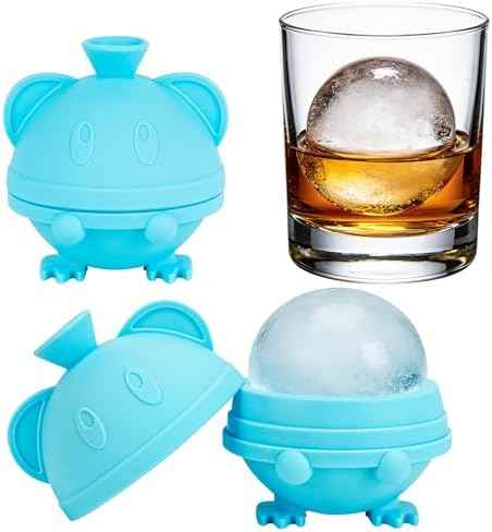 2 Pack Silicone Ice Ball Maker Mold for Whiskey, Large Sphere Ice Cube