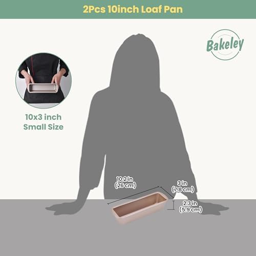 10 Inch Rectangle Loaf Pan 2 Pack Nonstick Bakeware for Oven Baking
