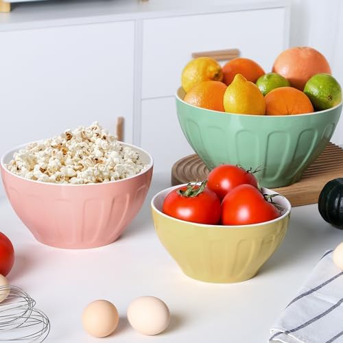 Lareina Ceramic Mixing Bowls Set of 3, Large Nesting Bowls for