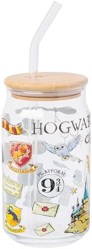 Silver Buffalo Harry Potter Gryffindor Hedwig, Glass Tumbler, 16oz