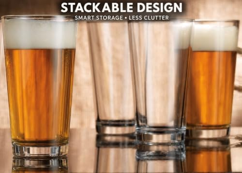 Home Essentials Stackable Clear Drinking Glasses Set of 10, 16oz