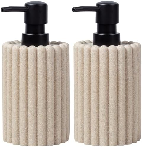 Soap Dispensers, 11.84 OZ, 2 PCS, Beige Sandstone Look