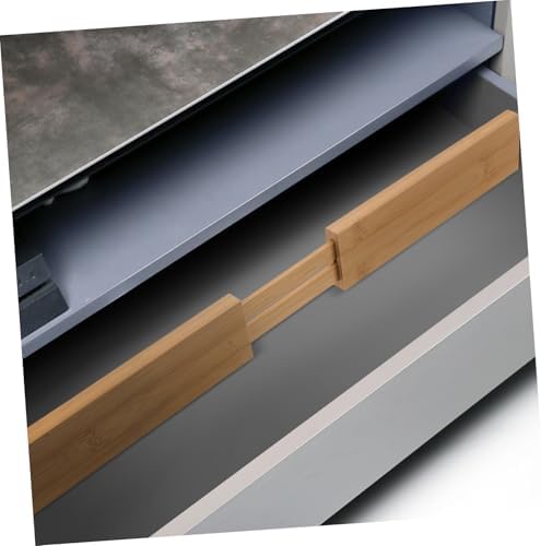 PRETYZOOM Bamboo Retractable Drawer Dividers Adjustable Organizer for