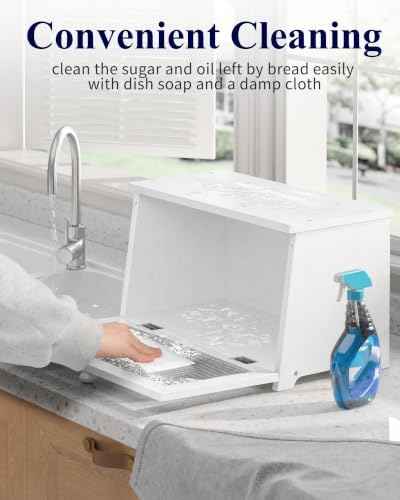 Kitsure Wooden Bread Box for Kitchen Countertop, 1-Tier, White