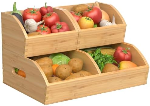 Potato and Onion Storage Bin, Stackable Pantry Organizers for Kitchen