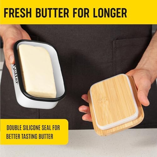 Butter Dish with Lid for Countertop & Refrigerator - Unbreakable Metal