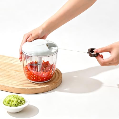 Manual Food Processor Vegetable Cutter, 900ml Onion Chopper