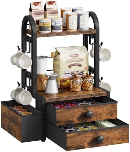 HOOBRO Coffee Mug Cup Holder, Coffee Bar Organizer with with 8 Hooks
