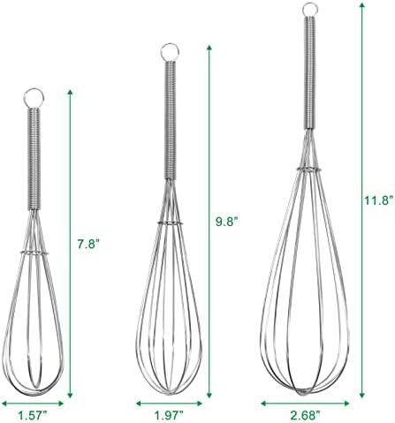 ForTomorrow Stainless Steel Whisk Set - 8"+10"+12" Thin Handle Wisk
