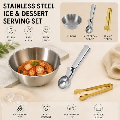 Ice Cream Scoop Set - Ice Tongs - Ice Cream Scoop - Stainless Steel
